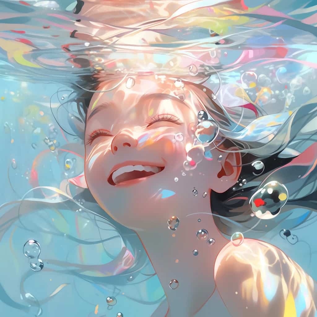 小清新浪漫唯美情侣头像 AI绘画水下灵动少女！_5