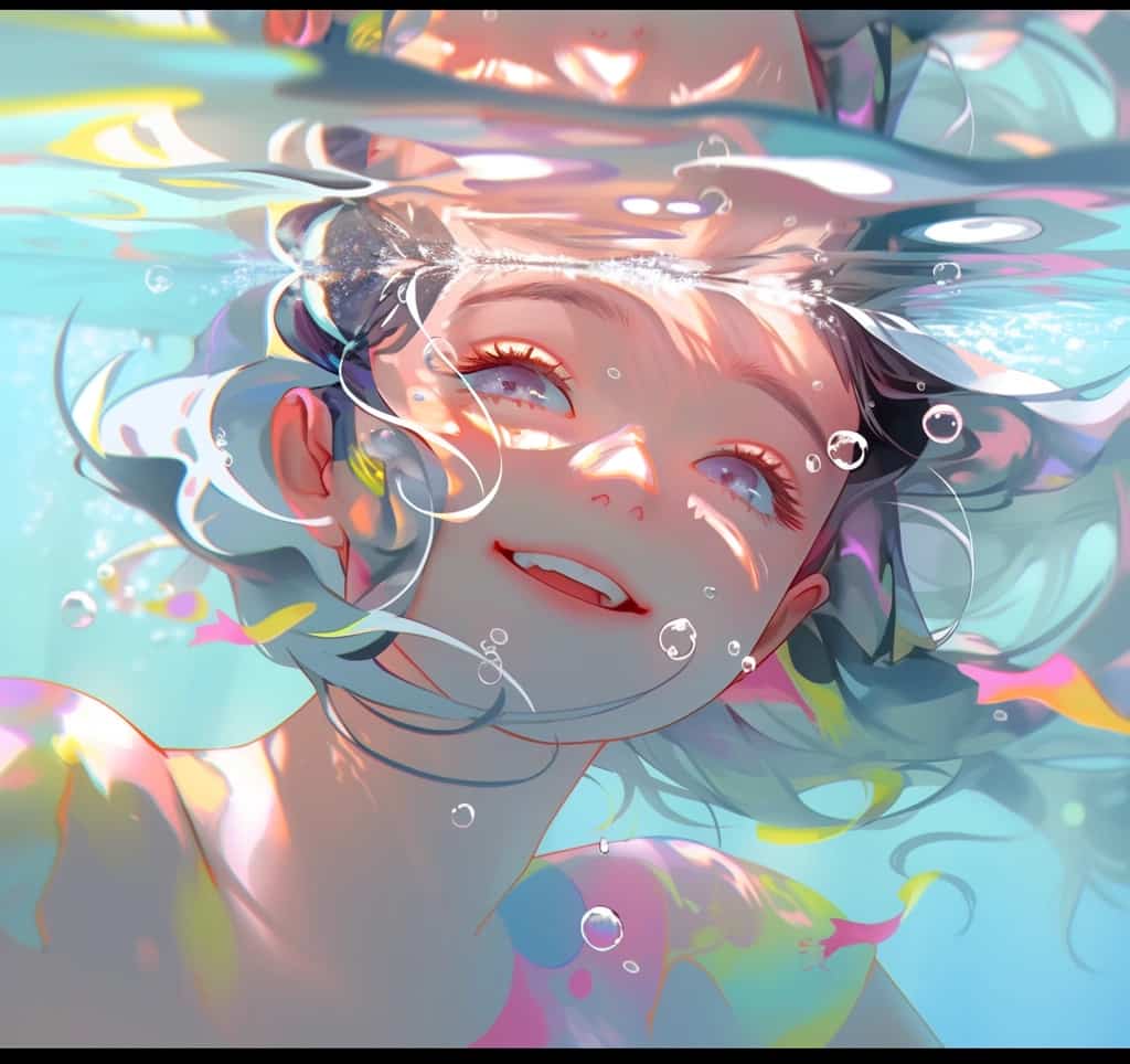 小清新浪漫唯美情侣头像 AI绘画水下灵动少女！_6