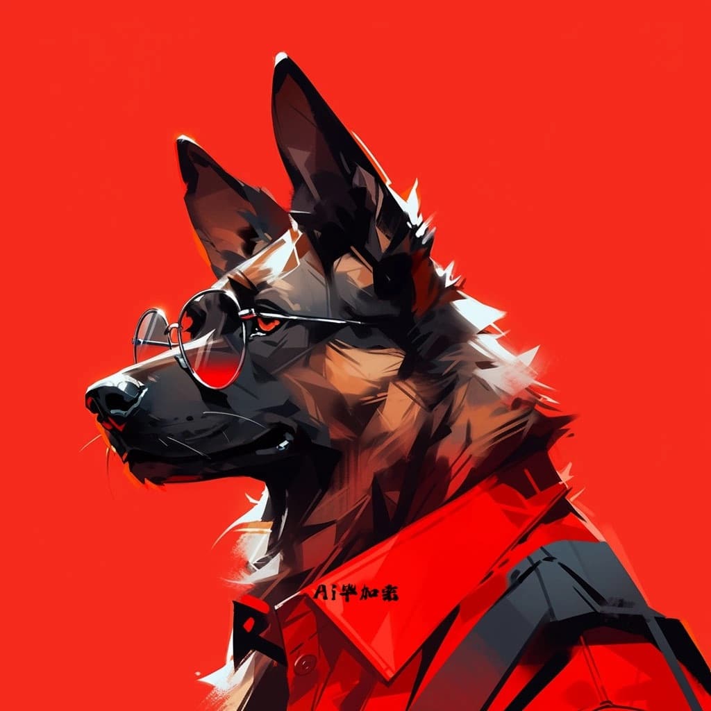 Ai帅气戴墨镜德国牧羊犬狗狗头像_2