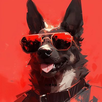 Ai帅气戴墨镜德国牧羊犬狗狗头像