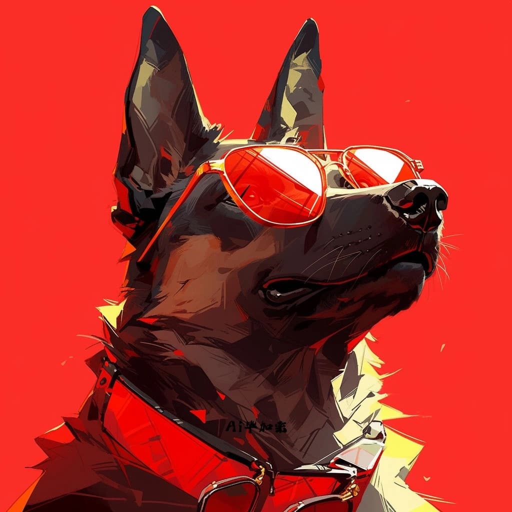 Ai帅气戴墨镜德国牧羊犬狗狗头像_5
