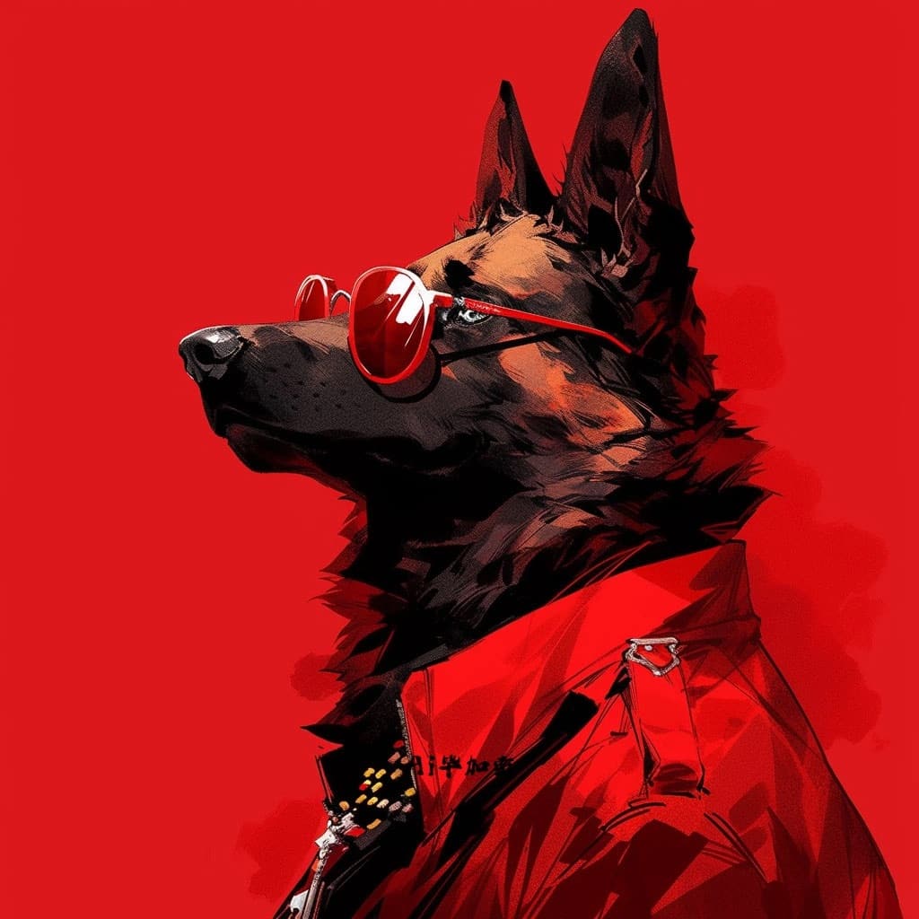 Ai帅气戴墨镜德国牧羊犬狗狗头像_6
