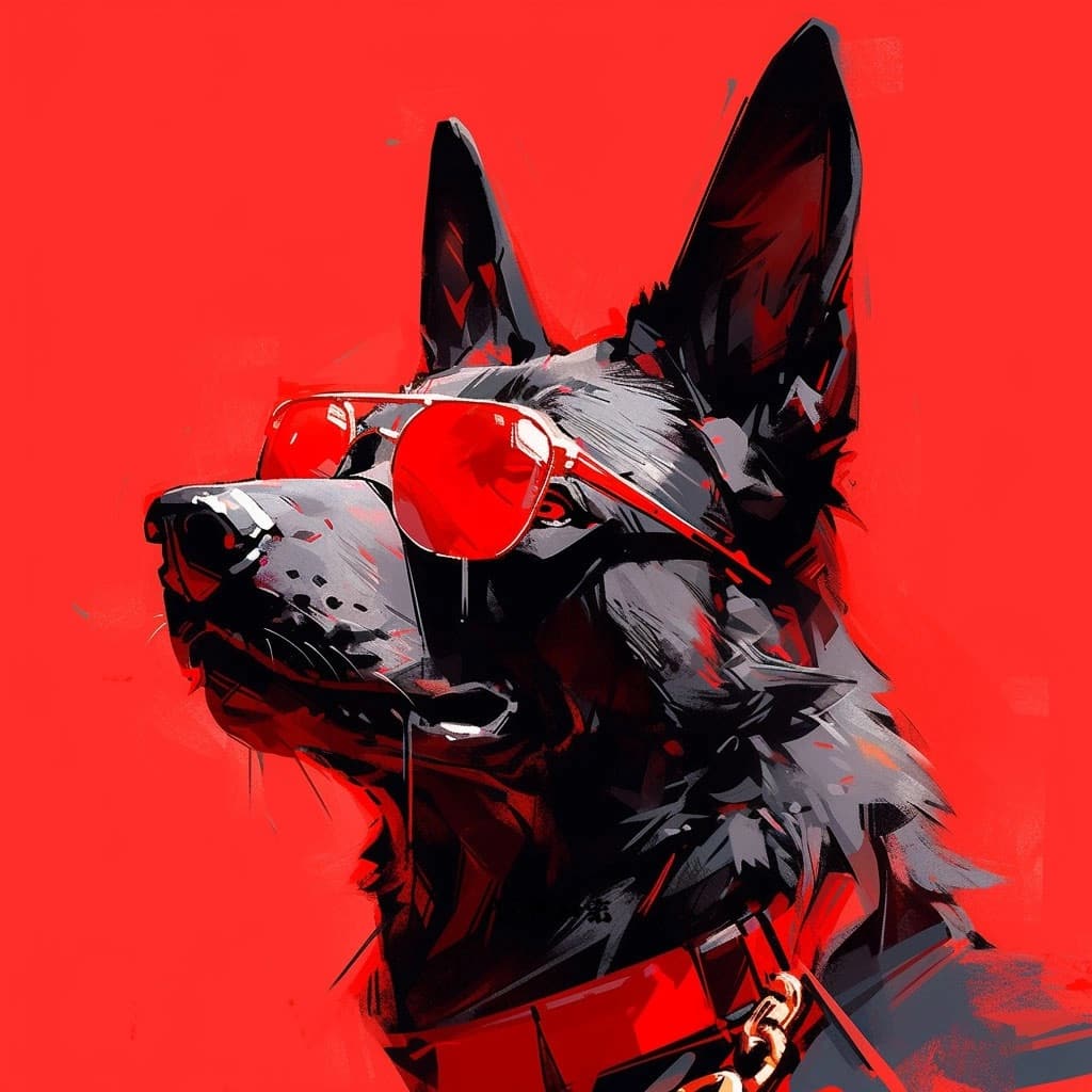 Ai帅气戴墨镜德国牧羊犬狗狗头像_9
