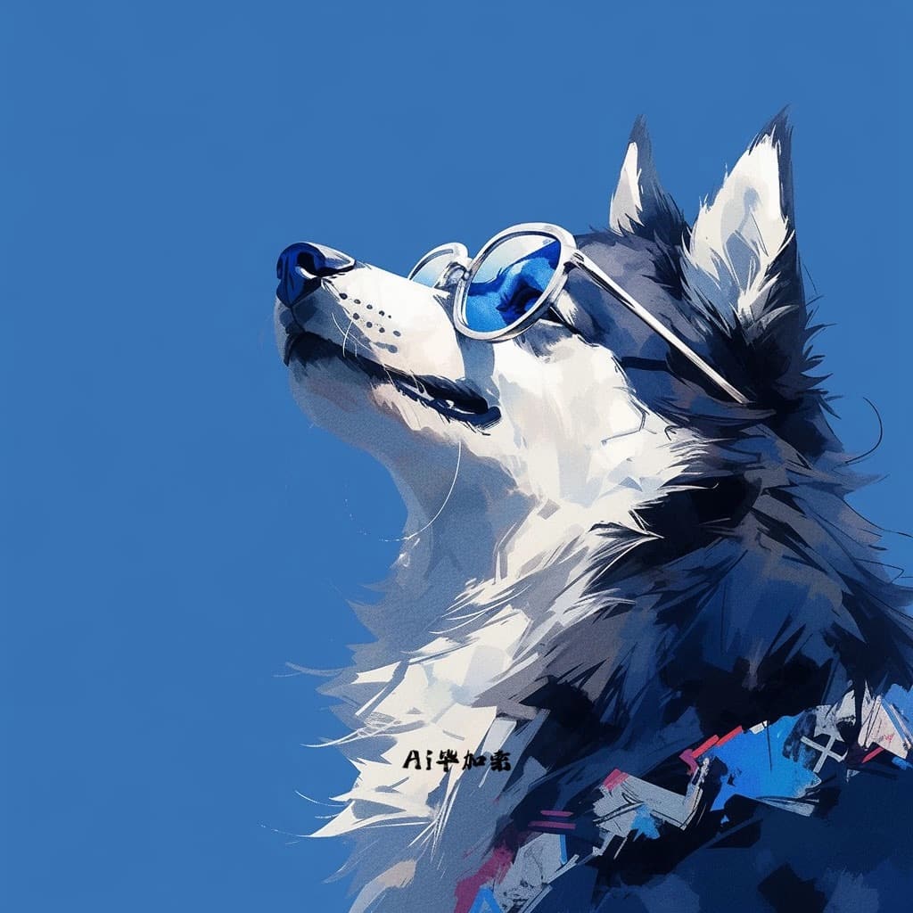 Ai绘画戴墨镜狗狗阿拉斯加帅气头像_2
