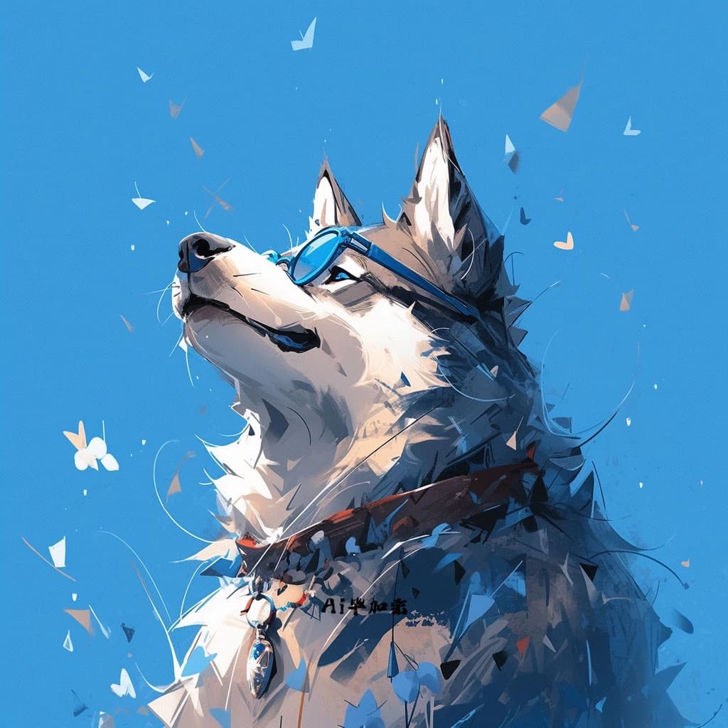 Ai绘画戴墨镜狗狗阿拉斯加帅气头像_3