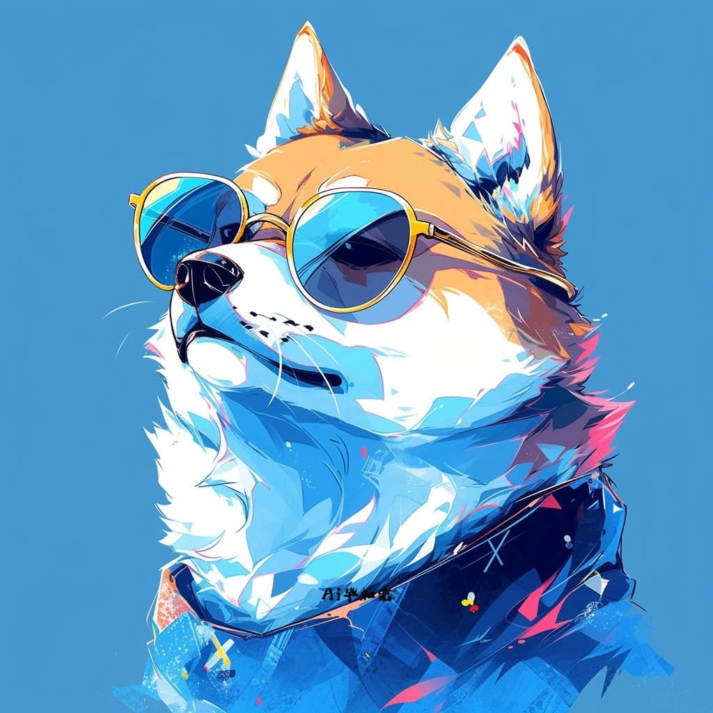 戴眼镜戴墨镜可爱柴犬头像AI绘制 忠犬八公同款狗狗_7