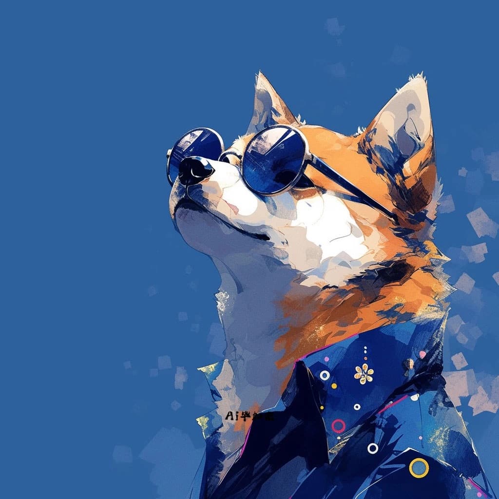 戴眼镜戴墨镜可爱柴犬头像AI绘制 忠犬八公同款狗狗_5