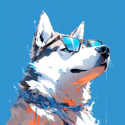 哈奇士二哈戴墨镜戴眼镜可爱头像AI绘制