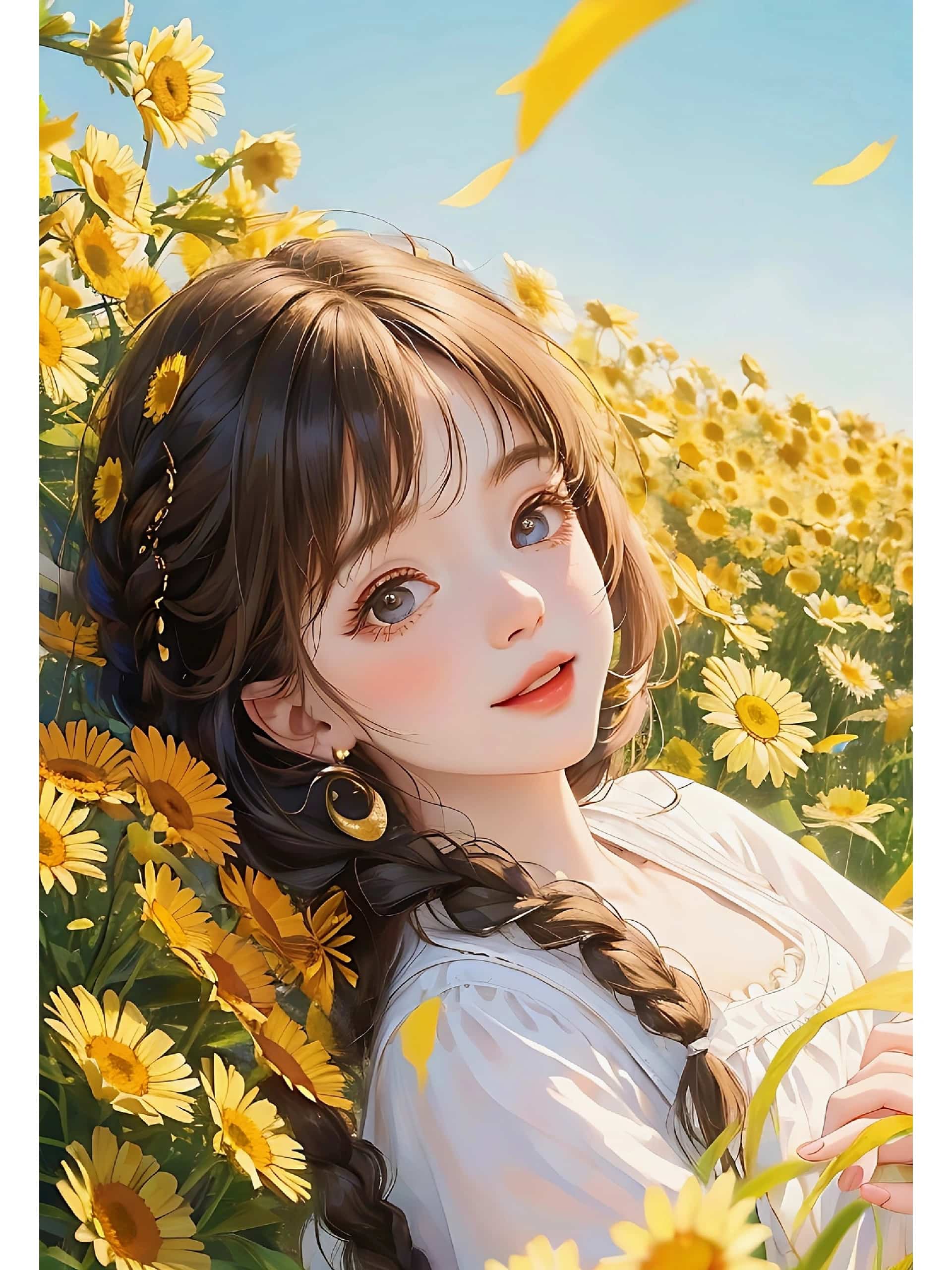 高颜值可爱女生头像 AI绘画捧花阳光少女头像_3