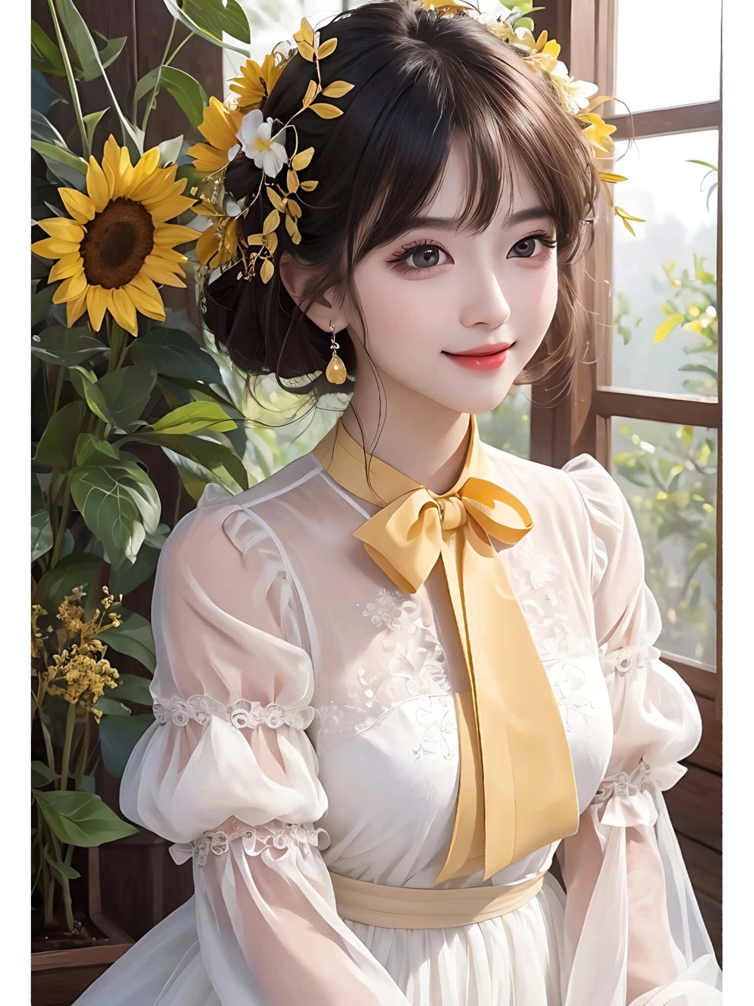 高颜值可爱女生头像 AI绘画捧花阳光少女头像_6
