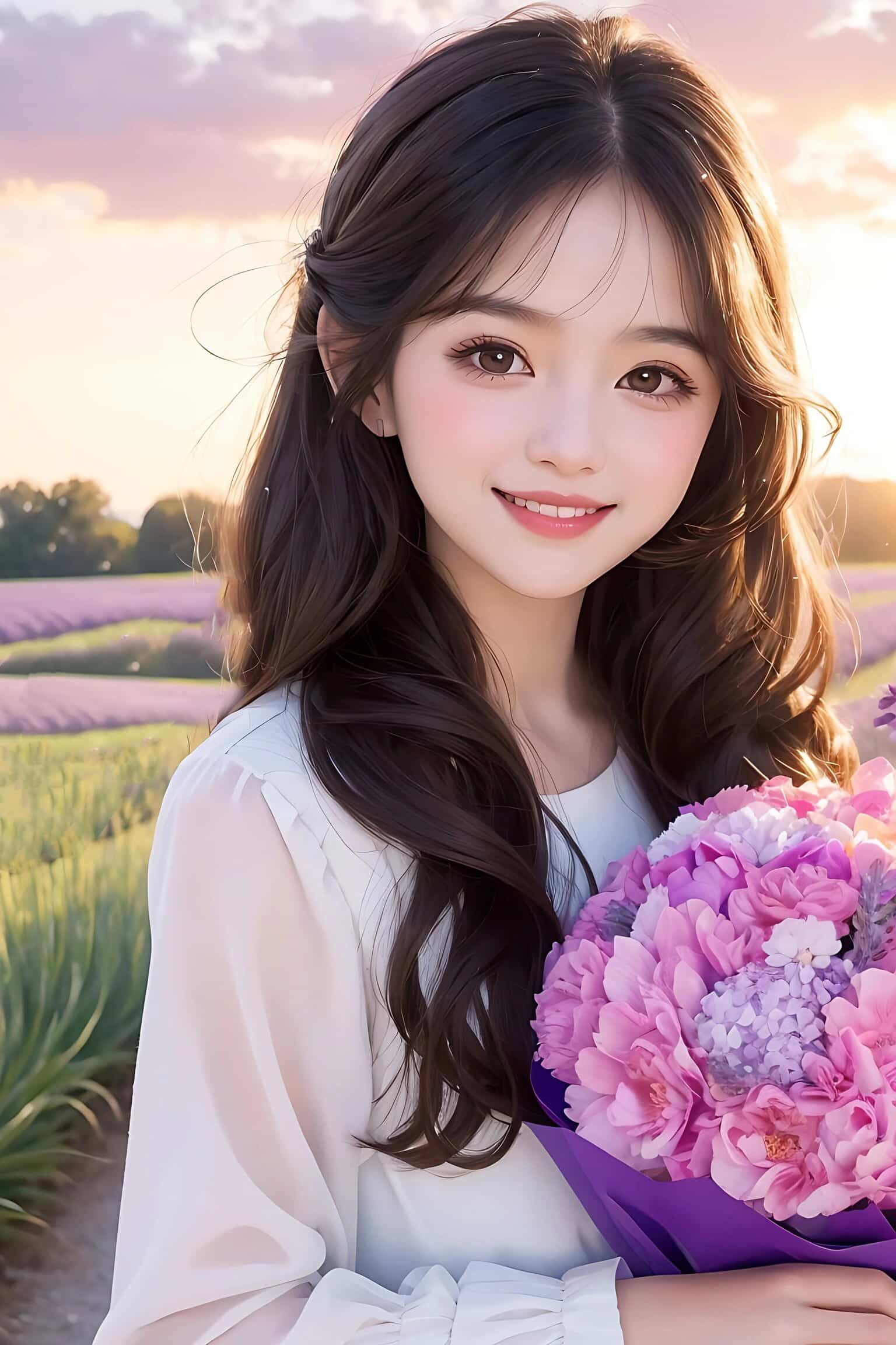 高颜值唯美女生头像 手捧薰衣草的女孩氛围感很强_4