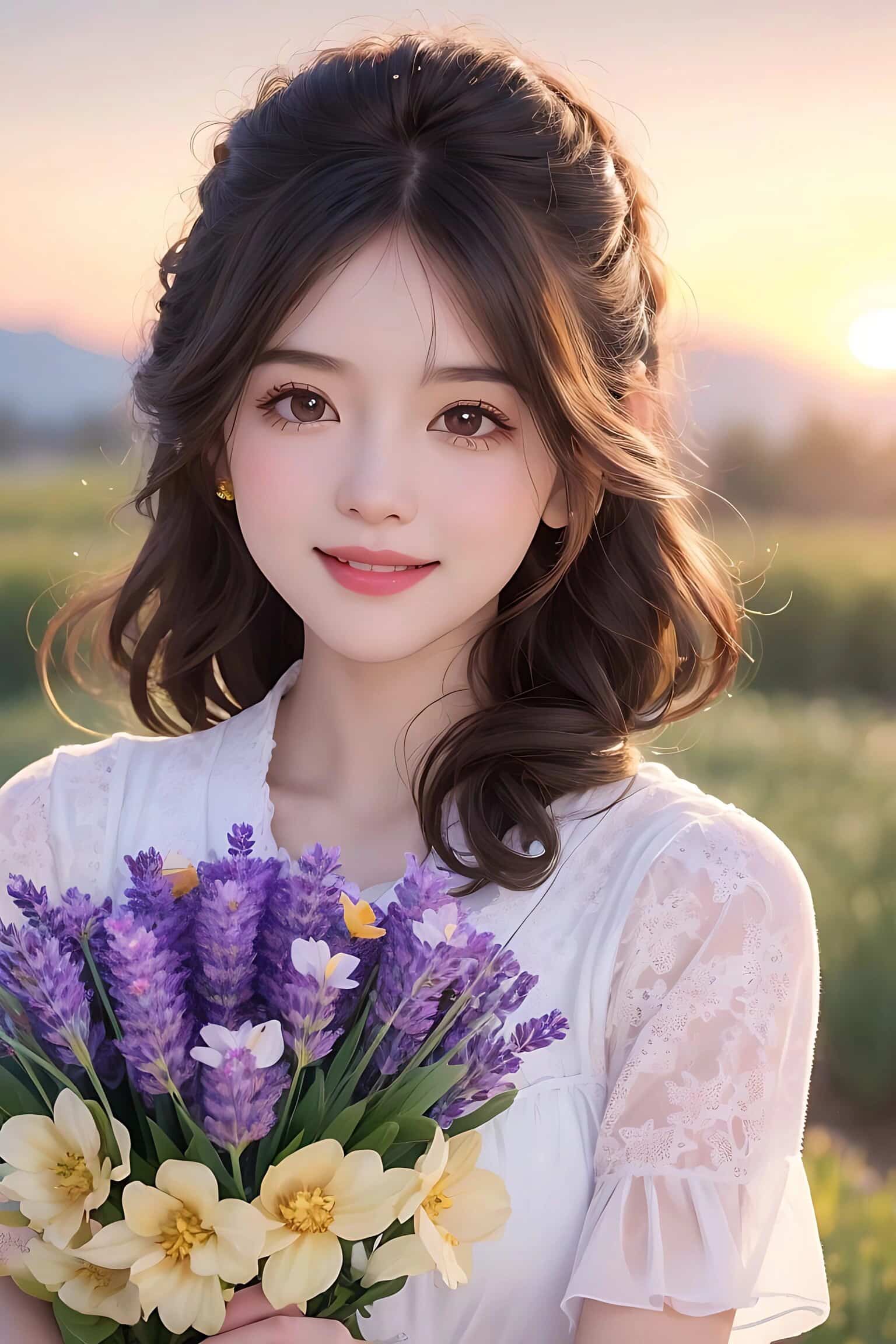 高颜值唯美女生头像 手捧薰衣草的女孩氛围感很强_6