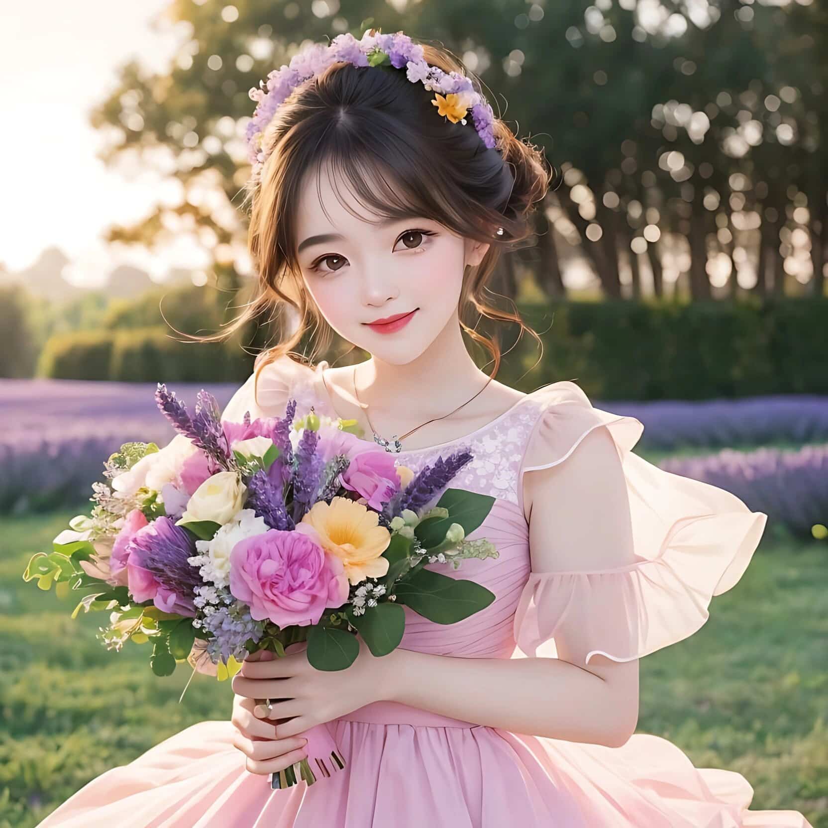 高颜值唯美女生头像 手捧薰衣草的女孩氛围感很强_7