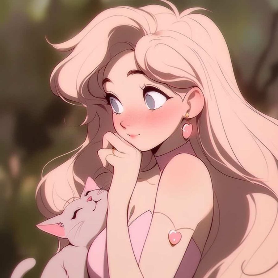 粉色系高颜值可爱动漫女生头像 AI绘画抱猫女孩_4
