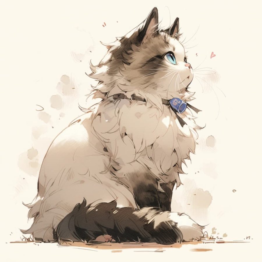 可爱布偶猫卡通头像，女孩子抱着布偶猫卡通头像_1