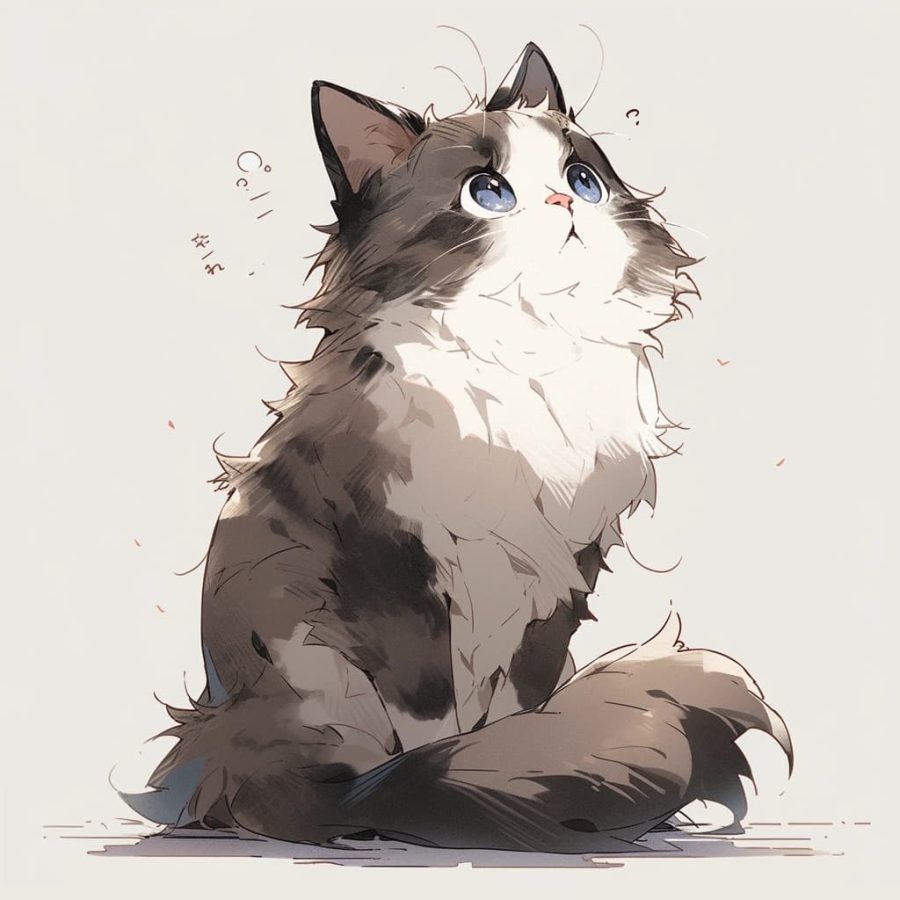 可爱布偶猫卡通头像，女孩子抱着布偶猫卡通头像_3