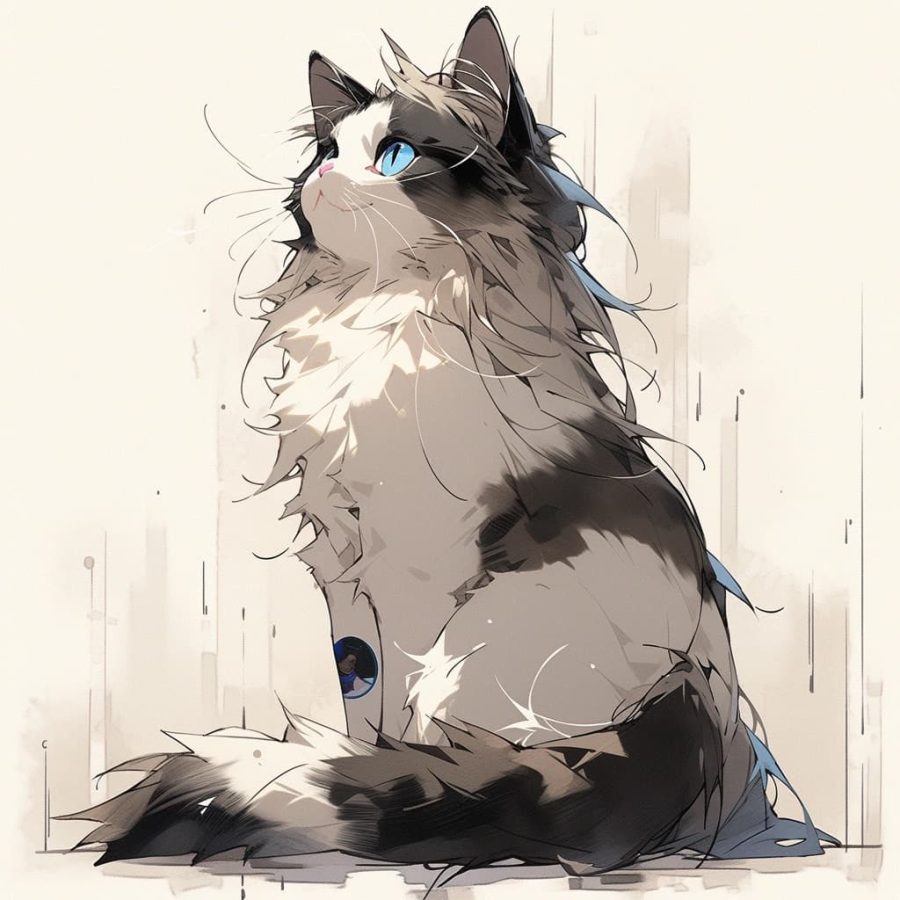 可爱布偶猫卡通头像，女孩子抱着布偶猫卡通头像_7