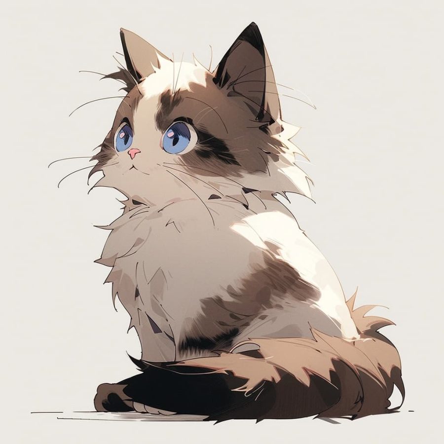 可爱布偶猫卡通头像，女孩子抱着布偶猫卡通头像_9