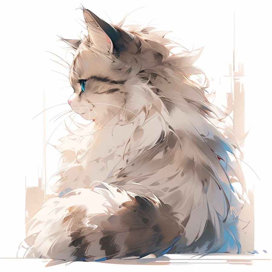 可爱布偶猫卡通头像，女孩子抱着布偶猫卡通头像_11