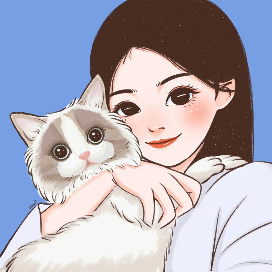 可爱布偶猫卡通头像，女孩子抱着布偶猫卡通头像_4
