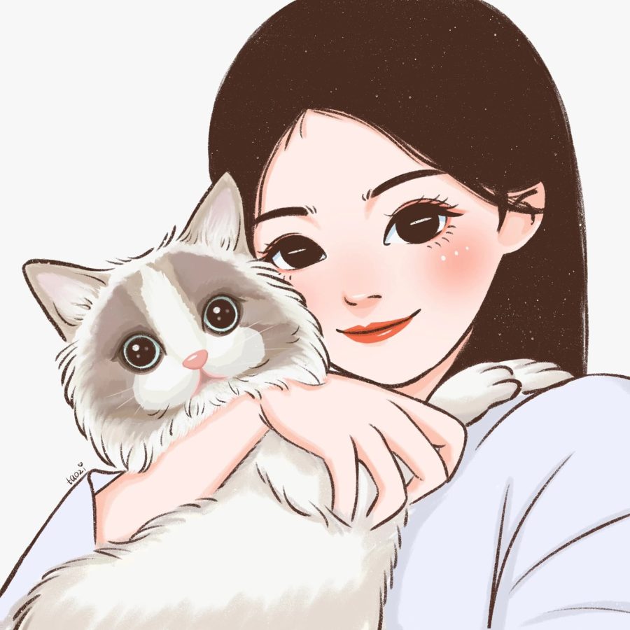 可爱布偶猫卡通头像，女孩子抱着布偶猫卡通头像_6