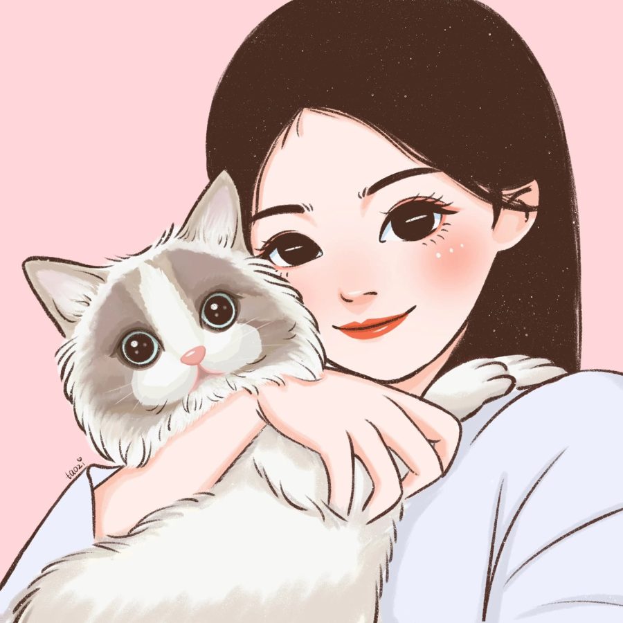 可爱布偶猫卡通头像，女孩子抱着布偶猫卡通头像_12