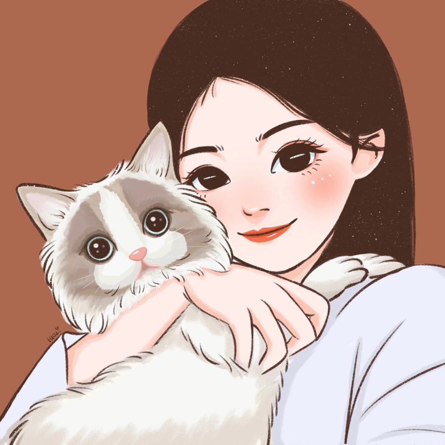 可爱布偶猫卡通头像，女孩子抱着布偶猫卡通头像_13