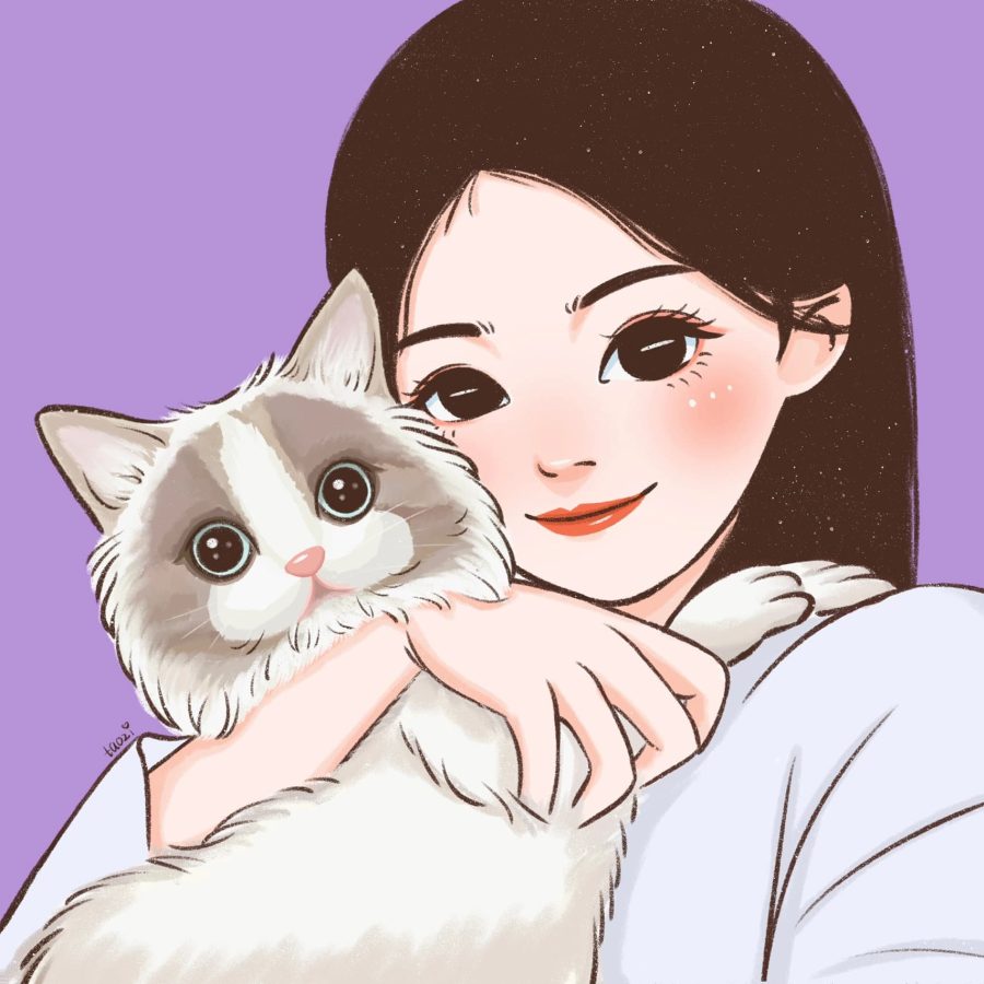 可爱布偶猫卡通头像，女孩子抱着布偶猫卡通头像_14