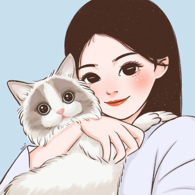 可爱布偶猫卡通头像，女孩子抱着布偶猫卡通头像