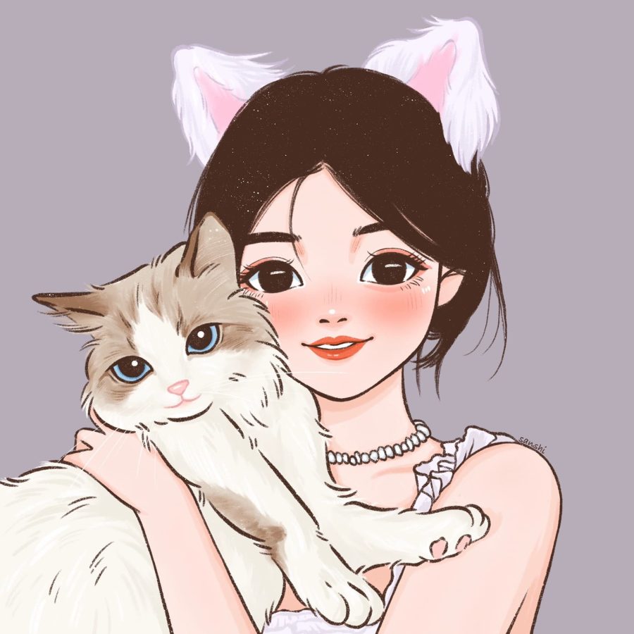 可爱布偶猫卡通头像，女孩子抱着布偶猫卡通头像_16