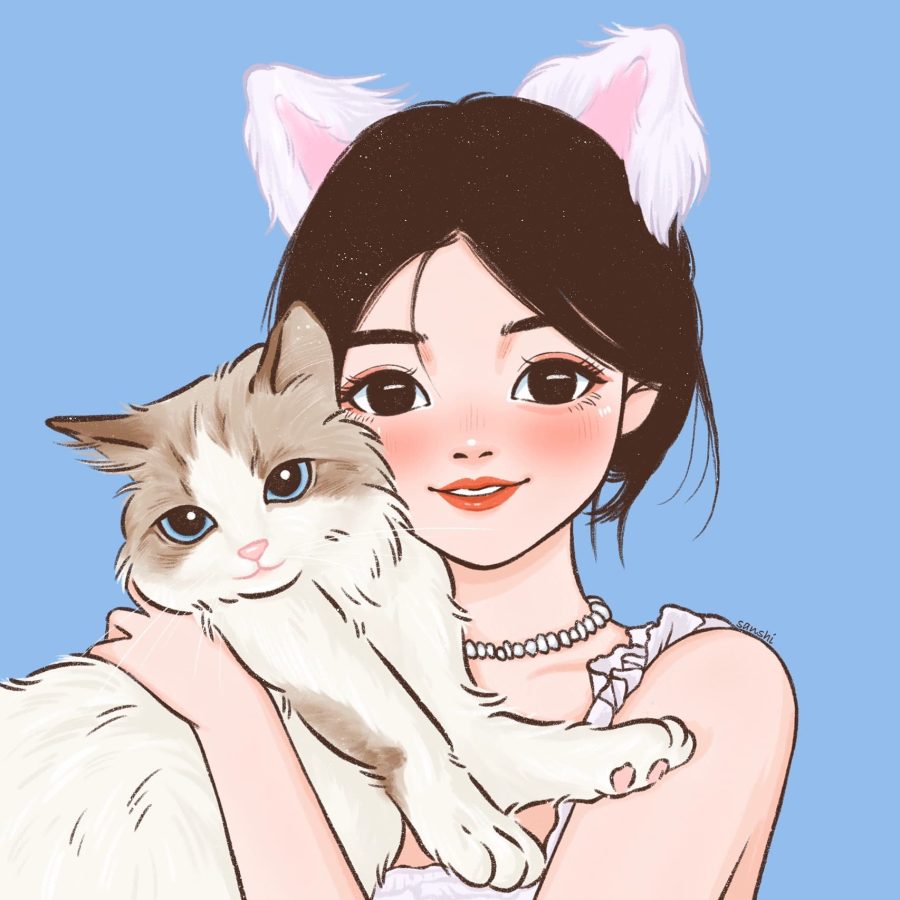 可爱布偶猫卡通头像，女孩子抱着布偶猫卡通头像_17