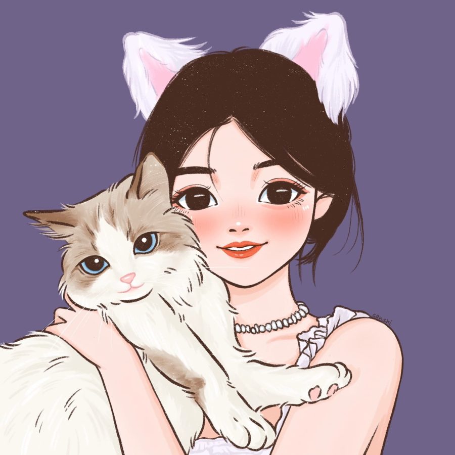 可爱布偶猫卡通头像，女孩子抱着布偶猫卡通头像_2