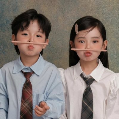 超火高清儿童情侣头像 一男一女微信头像