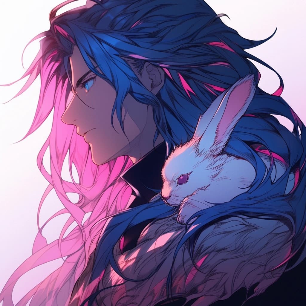 《斗罗大陆》小舞变兔子和唐三在一起Ai动漫头像，抱着兔子的动漫男生头像图片_10