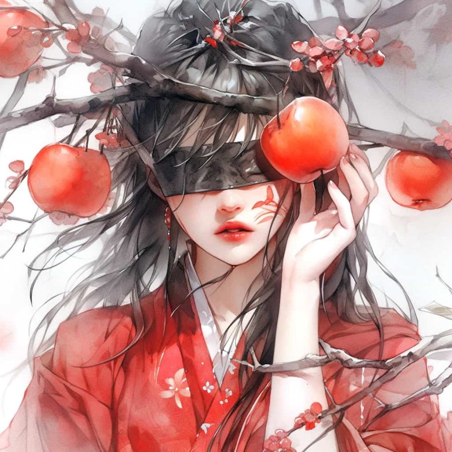 禁欲系古风情侣头像 纯欲红衣男女蒙眼头像_1