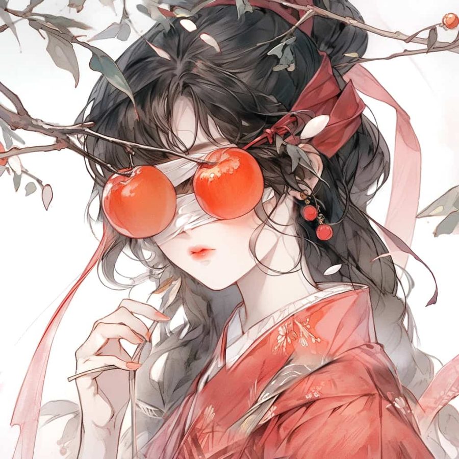 禁欲系古风情侣头像 纯欲红衣男女蒙眼头像_12