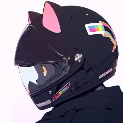 Ai绘画猫咪戴头盔超酷头像，黑猫白猫戴头盔卡通头像