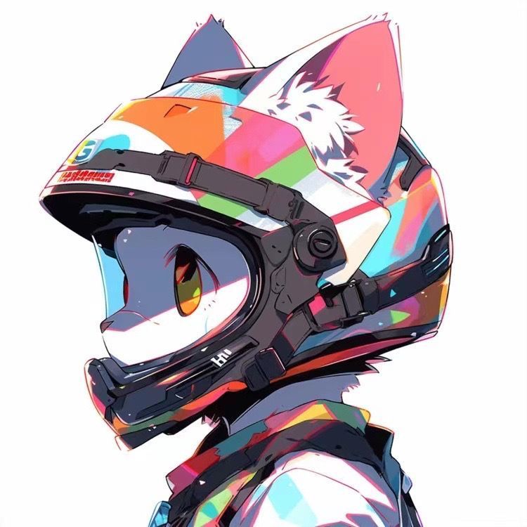 Ai绘画猫咪戴头盔超酷头像，黑猫白猫戴头盔卡通头像_4