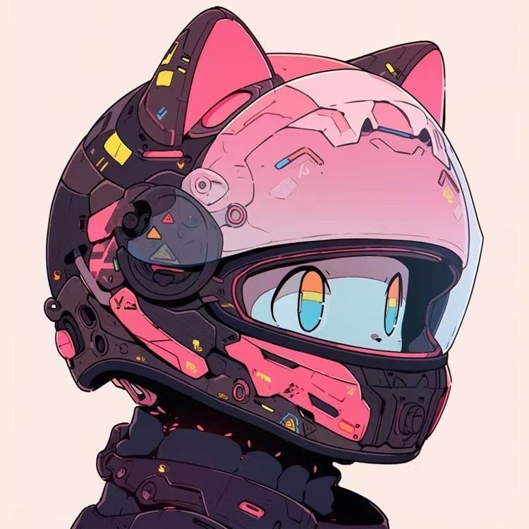 Ai绘画猫咪戴头盔超酷头像，黑猫白猫戴头盔卡通头像_5