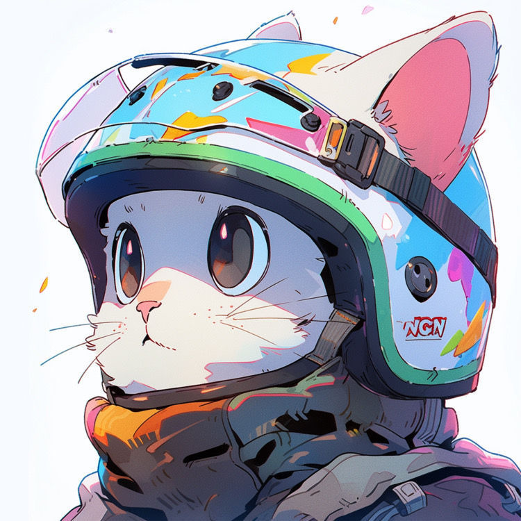 Ai绘画猫咪戴头盔超酷头像，黑猫白猫戴头盔卡通头像_8