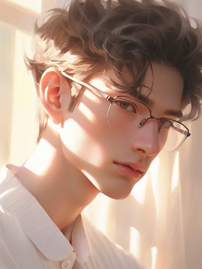 金丝眼镜斯文败类男生头像 AI绘画短发男神_1