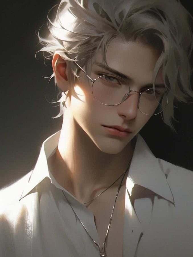 金丝眼镜斯文败类男生头像 AI绘画短发男神_3