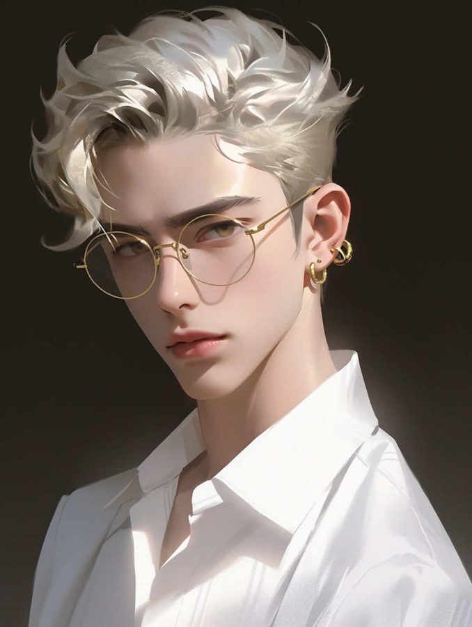 金丝眼镜斯文败类男生头像 AI绘画短发男神_4