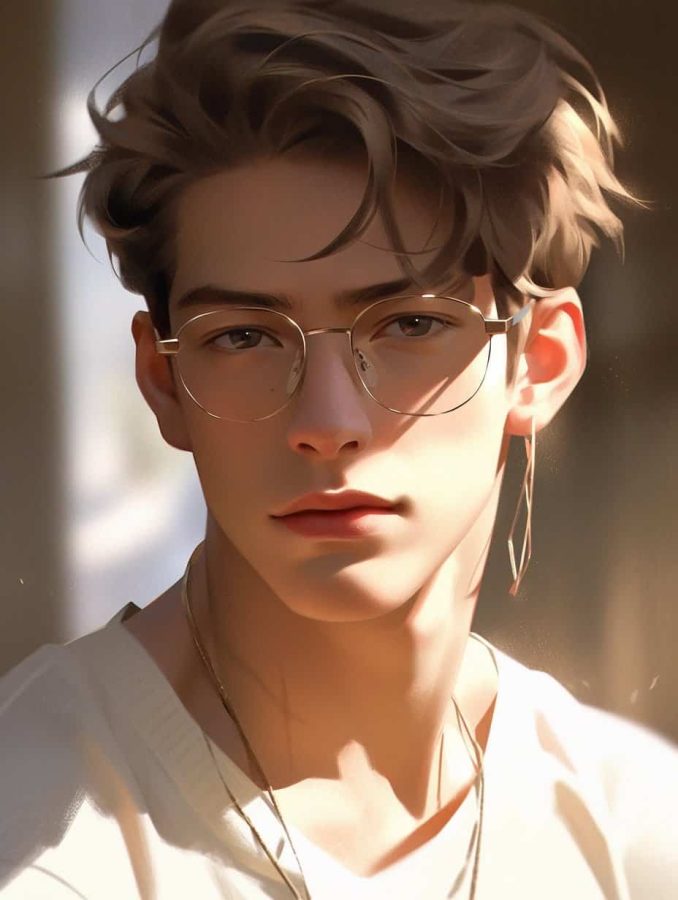 金丝眼镜斯文败类男生头像 AI绘画短发男神_5