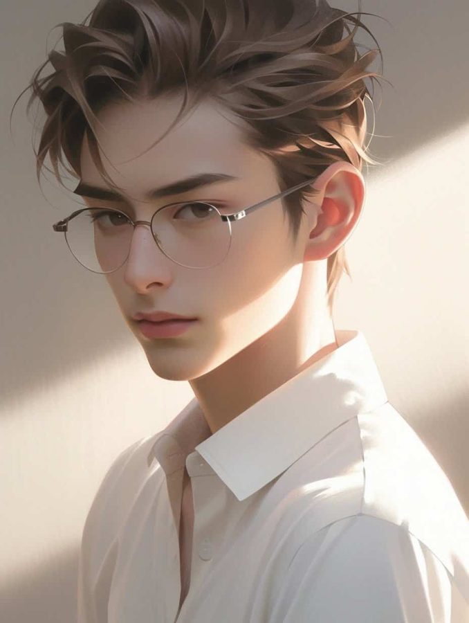 金丝眼镜斯文败类男生头像 AI绘画短发男神_9