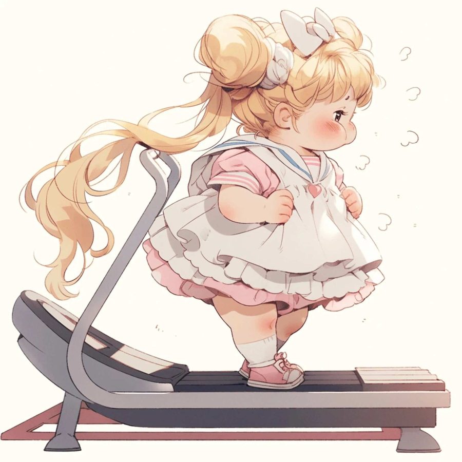 Q版水冰月月野兔运动减肥女生头像 AI绘画励志减肥动漫女头_6