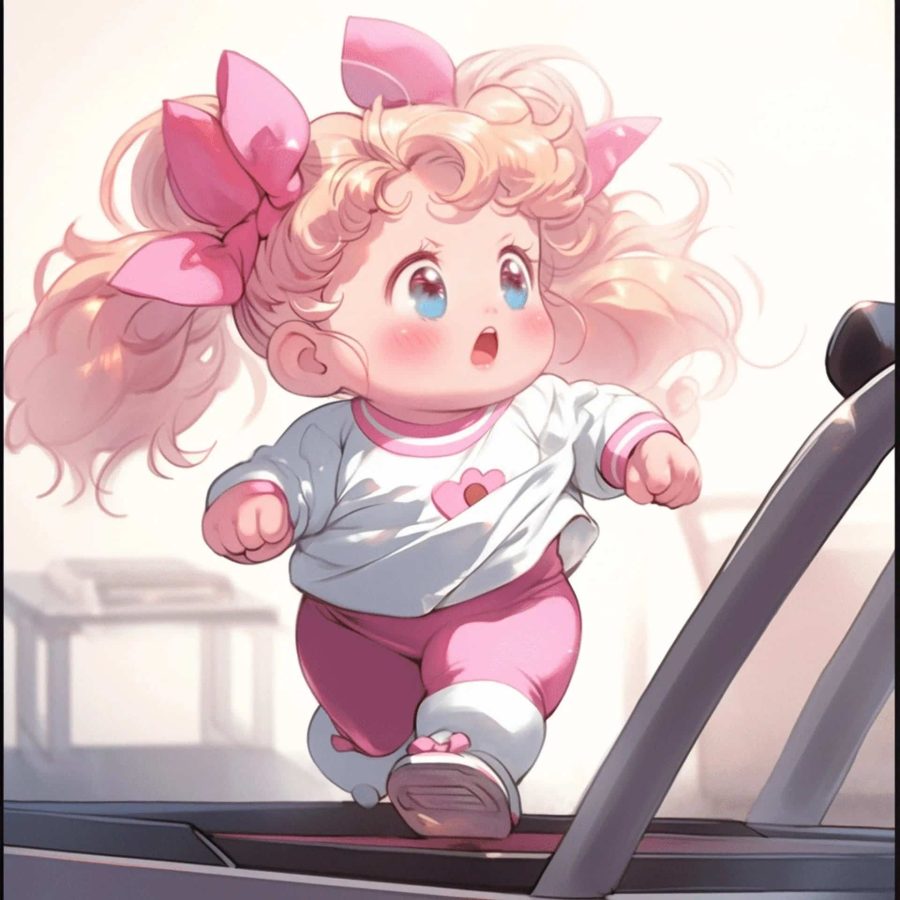 Q版水冰月月野兔运动减肥女生头像 AI绘画励志减肥动漫女头_19