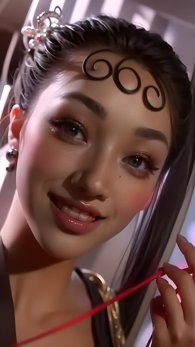 莲花童子哪吒苏妲己狐狸精666刘海图Ai生成对比 罗海琼666发型原版_1
