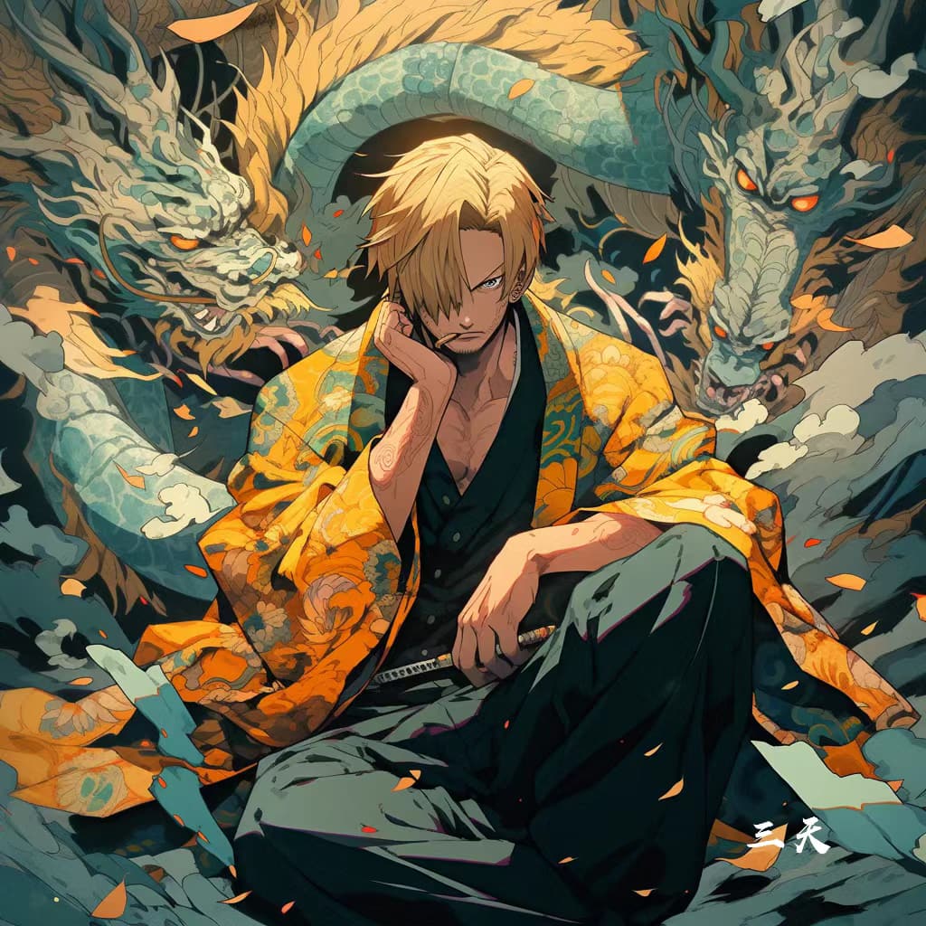 AI绘画海贼王色厨子山治帅爆头像 光膀子的山治_9