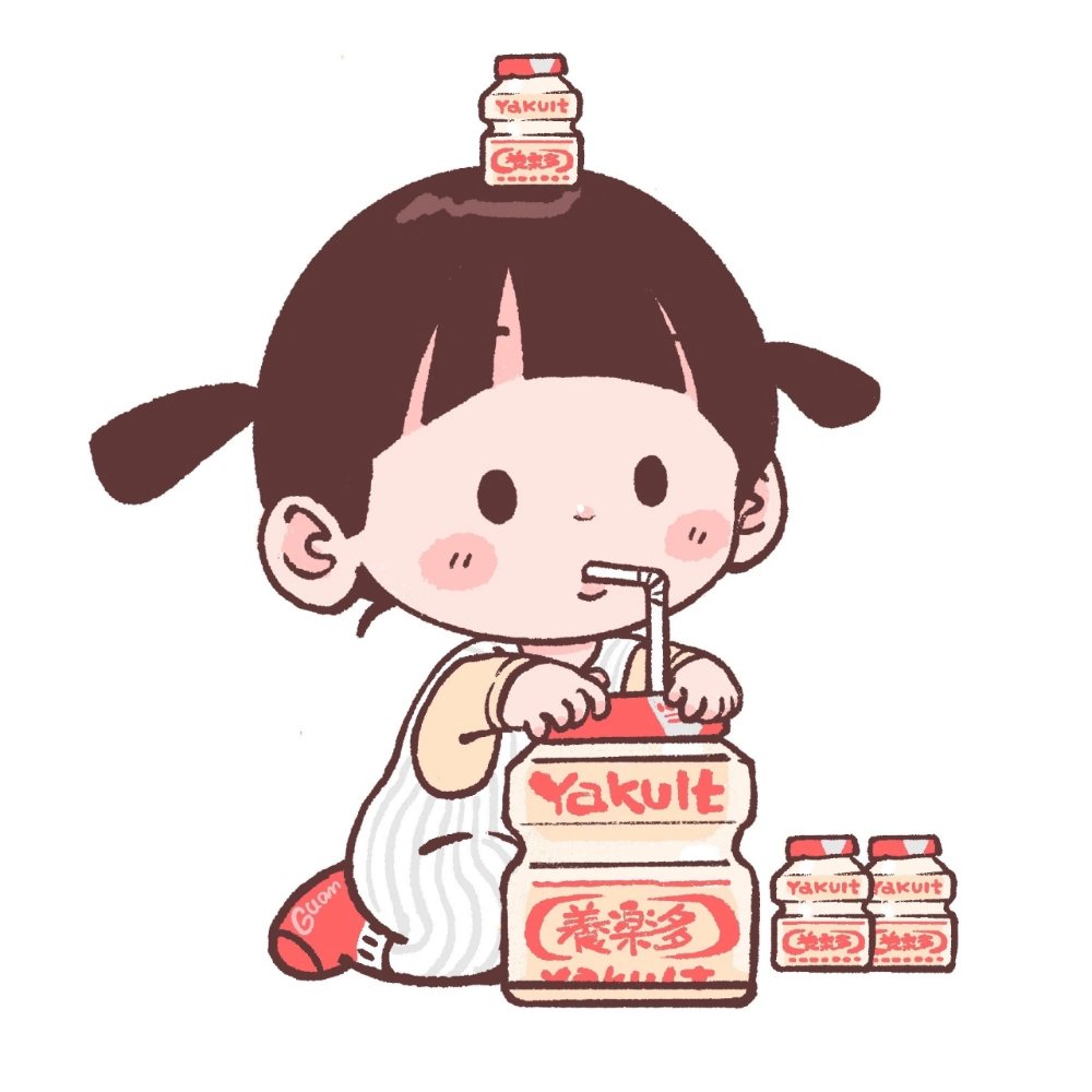零食吃货女孩卡通头像，饮料、旺仔、高粱饴、养乐多、大白兔_2